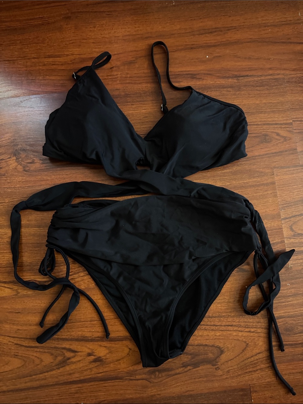Black Women’s Wrap High-Waist Bikini Set